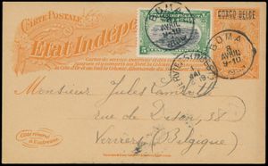 1909, postal stationery Stibbe #24C L1, 10c orange-red with local overprint 