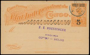 1912, postal stationery Stibbe #32L1 B, 5c on 10c orange with local overprint 