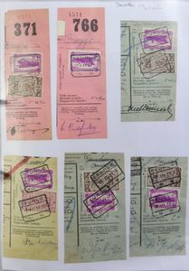 1935/1962 Oost-Vlaanderen, verzameling zegels, fragmenten, documenten op bladen, zm/m (+/-500 stuks)
