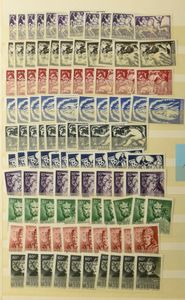 1944 Volledig in meervoud (10 tot 22 keer) in insteekboek, zm (OBP €782)