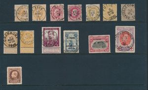 1869/1976 Uitgebreide verzameling in 2 Victoria albums, waarbij stempels, types, curiositeiten, reeksen, zm/m/ntz