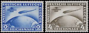 N° 438y/439x „1930 – Zeppelin Südamerika-Fahrt”, Fotoattest, einwandfrei (Mi. € 3.500)