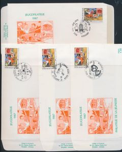 N° 2264 'Suske en Wiske' op 5 FDC's met 5 verschillende stempels, zm (OBP € 110)