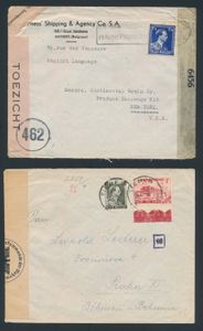 Censored mail (7 items), various destinations such as Paris, Luxembourg, Prague, New York, etc., very nice accumulation, vf/f