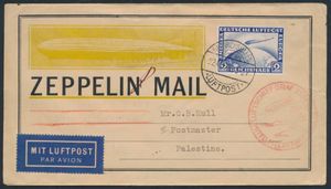 22.4.1929 N° 20Ia (Mi. Zeppelin Specialised), LZ 127 Mediterranean Flight - Sevilla drop-off geïllustreerde brief verstuurd naar 