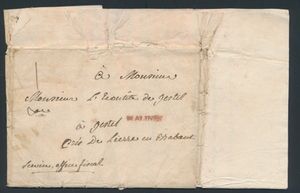 1778 Précurseur avec contenu, provenant de Malines, H14 (Malines en rouge - petit), daté du 23 octobre 1778, à destination de Gestel. Manuscrit 