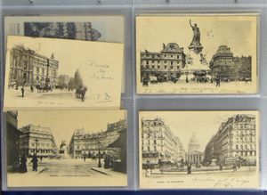 Parijs en andere plaatsen, alle oudere kaarten, in 2 moderne klasseurs (128 stuks + album met +/-50 moderne kaarten)