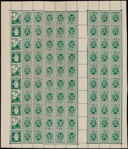 PUc 20 + PUc 22 in volledig vel van 10 stuks, combinatie A en KT 6, zm (OBP €1.200 + OBP €725)