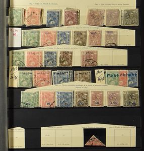 Verzameling met dubbels in insteekboek met veel klassiek, w.o. Memelik met opdruk, tevens Yemen vanaf 1930, zm/m/ntz