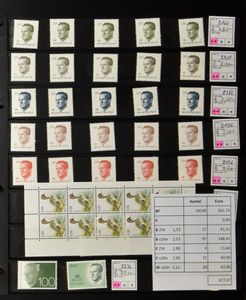 1960/2018 Voorrad, vooral koningen, Buzin, cijfer op heraldieke leeuw, cijfer op insteekbladen, overwegend **, ook 1935/59, zm/m (Frankeerwaarde: €677 + 13 aangetekend)