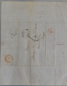 1852/1855 Verzameling voorlopers/brieven, zonder zegel, alle van London naar Brugge in ringband (23 exemplaren), zm