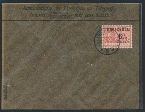1907 enveloppe grise transparente usée pour l'emballage d'une carte postale avec seule sur lettre de Ruyter 