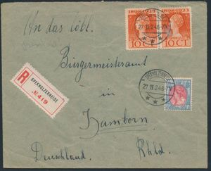 1924 Jolie lettre de Spekholzerheide à Hamborn (D) avec n° 124 (en paire) et 65, tb