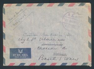1961, Belgian Congo Metropolitan force in Africa, airmail envelope, written by a Belgian soldier (Lt De Maere - III Para 2Cie) member of the COMRU - Metropolitan Force of Africa (FMA), sent from Usumbura (datelined on reverse) with B.P.A. COMRU cachet December 28, 1961 to Pulle / Belgium where it arrived January 3, 1962, vf