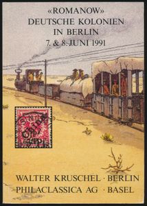 Romanow, Deutsche Kolonien in Berlin; Walter Kruschel, Philaclassica AG; Walter Kruschel, Berlin; 1991; gedrukt; geniet; Duits; 432 pag.; zachte kaft; zeer mooi; veilingcatalogus van de legendarische 