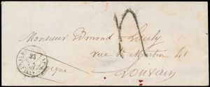 1855 Voorloper als briefomslag, met vertrekstempel 