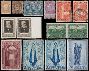 1869/1954 Interessante samenstelling oude veilingloten, waarbij topreeksen (maar in gemengde kwaliteit), o.a. Rode Kruis, 1° Orval, Mercier, Grote Orval, enz., zm/m/ntz