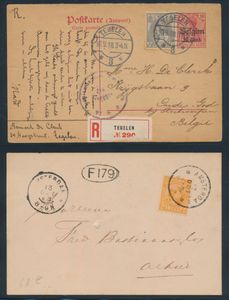 1871/1918, petite accumulation de 11 envois postaux, dont certains envoyés en Belgique, tb/b/à voir.