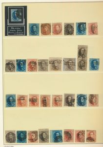 N° 10/12A mooie samenstelling van meerdere zegels en twee brieven, mixed kwaliteit, enkele afstempelingen (D.119 enz.), kleurnuances, vele griffen en verlengde kaderlijnen, ntz