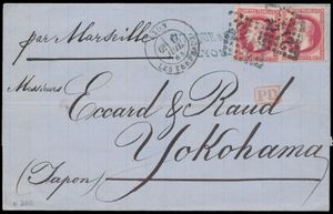 1868 Mooie brief van Lyon naar Yokohoma per paquebot Lyon met 
