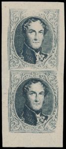 RP 095, herdruk 1929, zonder waarden in verticale strip van 2 met onderbladboord, zm