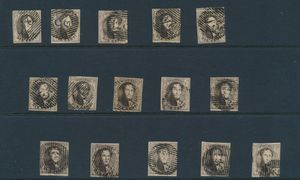 N° 6, planche II, 15 timbres planché, tb/b
