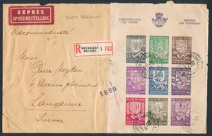 1941 BL 10A on registered express delivery, from Brussels, dated 20 June 1941, to Lausanne (Switzerland), with a censorship band on the back, vf/f