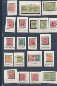 N° 135/41, 20 different name stamps on fragment, see scan, vf