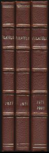 Kwartaalblad voor filatelie, jaren 1977/1980 ingebonden in 3 boeken met harde kaft; gedrukt; Nederlands; in goede staat; 