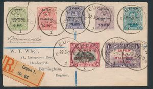 1929 OC 55/61, op aangekende brief vanuit Eupen, dd. 22 maart 1929, naar Birmingham (Engeland), zm