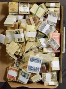1915/1960, Belgian Congo and Ruanda-Urundi, around a hundred bundles of cancelled stamps, for research into cancellations, varieties, shades, etc., vf/f