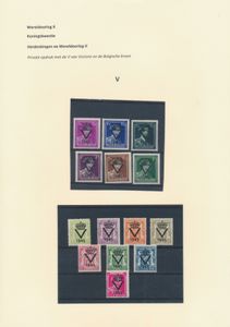 Verzameling van 7 documenten, 14 zegels (PR 61/63 - PR 65/75) en 3 krantenartikels, Koningskwestie, Rex Beweging, propaganda, zm
