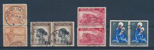 1909/1960 Collection in 1 stockbook of stamps from the Belgian Congo and Ruanda-Urundi, including taxes and airmail, with some beautiful cancellations on pairs, added G. Huyghebaert's book “Geschiedenis van de postzegels en postwaardestukken van Etat Indép. du Congo” (R Editions 1990, 64 pages), f