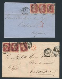 1855/1898, samenstelling van 8 brieven w.o.  1d bruinrood ongetand, zm/m/ntz.