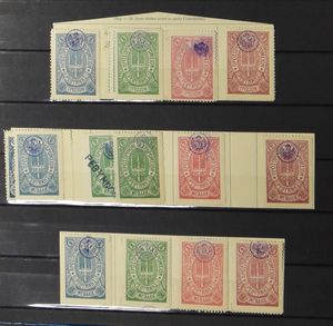 1861/1992 Verzameling met gebieden in 2 insteekboeken vanaf Hermeskoppen, met Kreta, Thessalië, zm/m/ntz