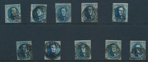 N° 7, planche I, 10 timbres plancheurs, tb/b