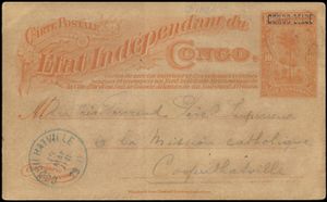 1910, postal stationery Stibbe #24B L5, 10c carmine with local overprint 