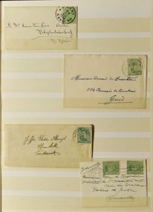 1893/1960 Verzameling 117 omslagen voor visitekaartjes, soms met inhoud, interessante studie van de speciale tarieven, zm/m/ntz