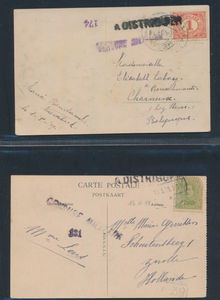 1919 Belgische censuur, samenstelling van 16 kaarten met diverse censuurstempels met of zonder nummers, zm/m/ntz