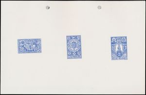 Expo 58, niet aangenomen ontwerp, 1 ontwerp in blauw op glanzend papier 