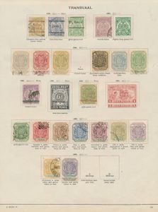 Kleine verzameling op oude albumbladen w.o. Transvaal, Rhodesia, East Africa met o.a. 1895 3R, 4R en 5R *, Bechuanaland en Antigua, zm/m/ntz