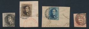 N° 6 (2x ), 7 en 8, twee exemplaren op fragment, gemengde kwaliteit, zm