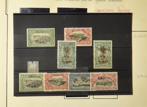 Ruanda-Urundi, Rep. Congo, Katanga, Sud Kasaï, Stanleyville, collection in old binder, with 8 values Tombeur & Grisolle, series, stamps with margins, TX, vf/f/to be checked