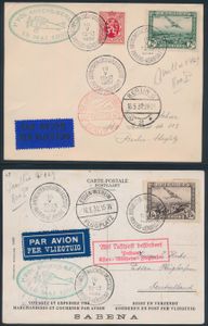 Belgien, 1° Flug Antwerpen-Berlin 16. Mai 1932, 4 Postsendungen mit verschiedenen Frankierungen und Stempeln, einwandfrei.