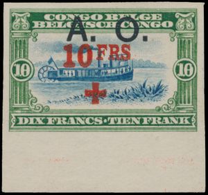 N° 36/44 'Red Cross Set' from the Belgian Congo overprinted 'A.O.' imperforate, all with sheet margin and original ungummed, with certificate, vf (OBP € 425)