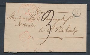 1840 Voorloper met inhoud, vanuit Tamise (herlant 3), dd. 2 november 1840, met postbus 