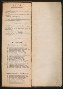 Kieslijst Arr. Gent 1874; 1874; gedrukt; ingebonden; Frans / Nederlands; 156 pag.; harde kaft; in goede staat; Prachtig stukje geschiedenis. Kieslijst uit het Arr. Gent betreffende de verkiezingen van 1874! Deze viel nog onder het censuskiesrecht, waarbij alleen mannen die een bepaald bedrag aan belastingen betaalden mochten stemmen. De letter voor hun naam bepaalde of ze voor Provincie, Gemeent of de Kamer mochten stemmen. Met per straat het huisnummer, naam, beroep en geboortedatum van de kiesgerechtigde. 