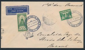 1930 Lettres aériennes Amsterdam-Bucarest avec cachets 