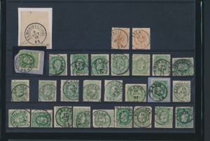Samenstelling uit N° 28/34 met 100 dubbelcirkelstempels, (w.o. goede Coba noteringen), kleine gemeenten, zm/m/ntz