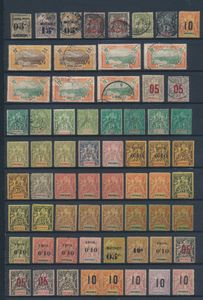 1887/1945 Collection avec doubles sur cartes, beaucoup de type Sage, dont des falsifications Fournier, tb/b/à voir
